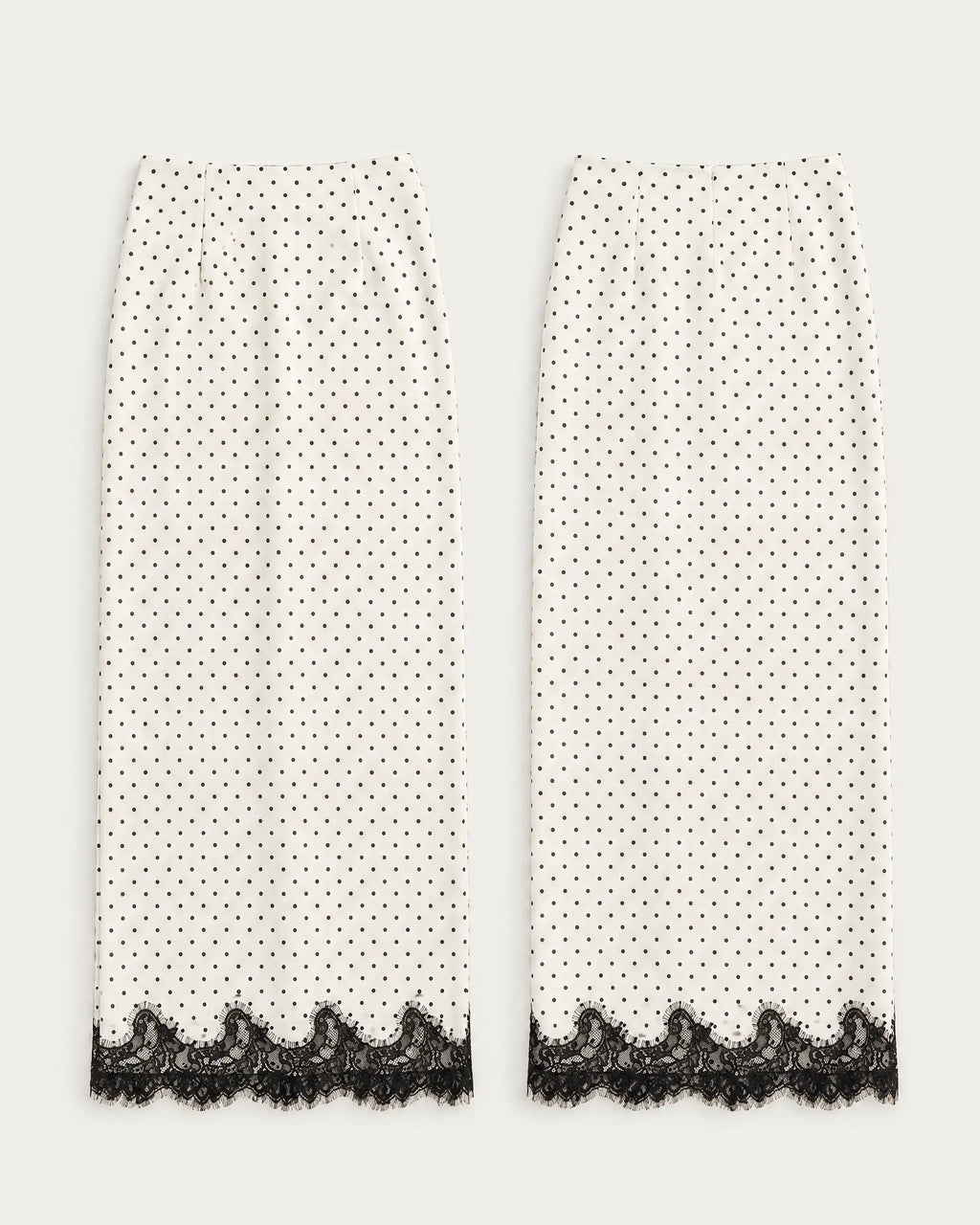 Ivory Dot Skirt — Ivory — front and back flat lay