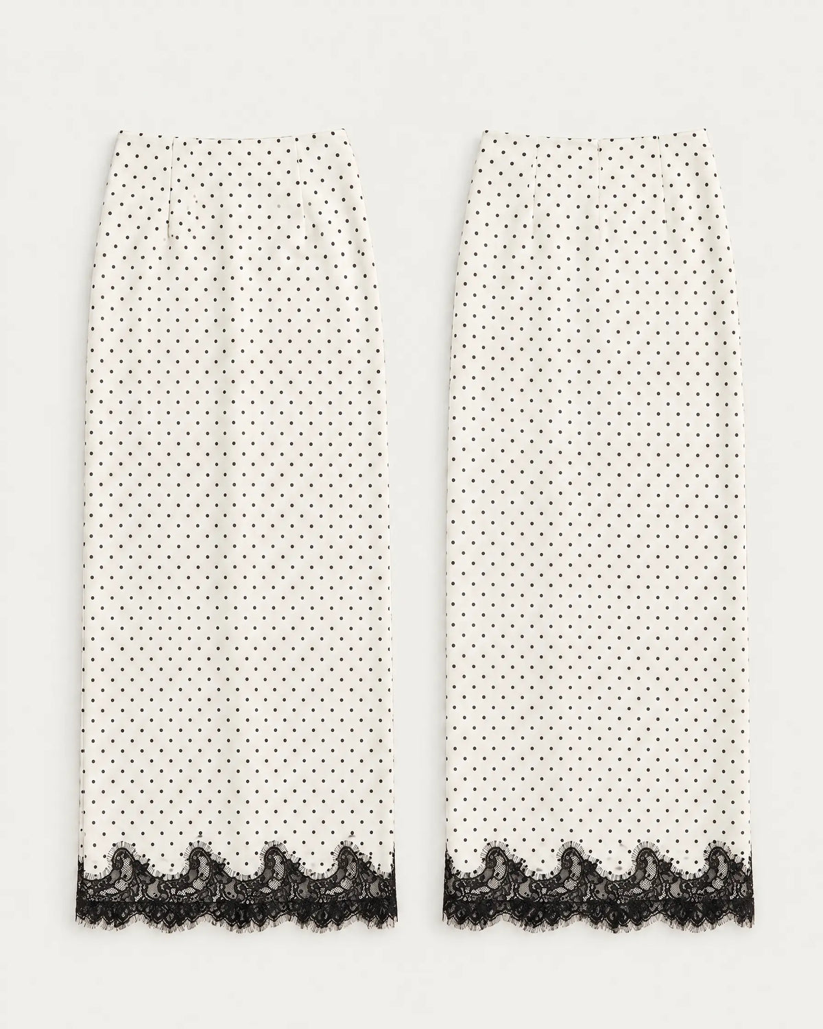 Ivory Dot Skirt — Ivory — front and back flat lay