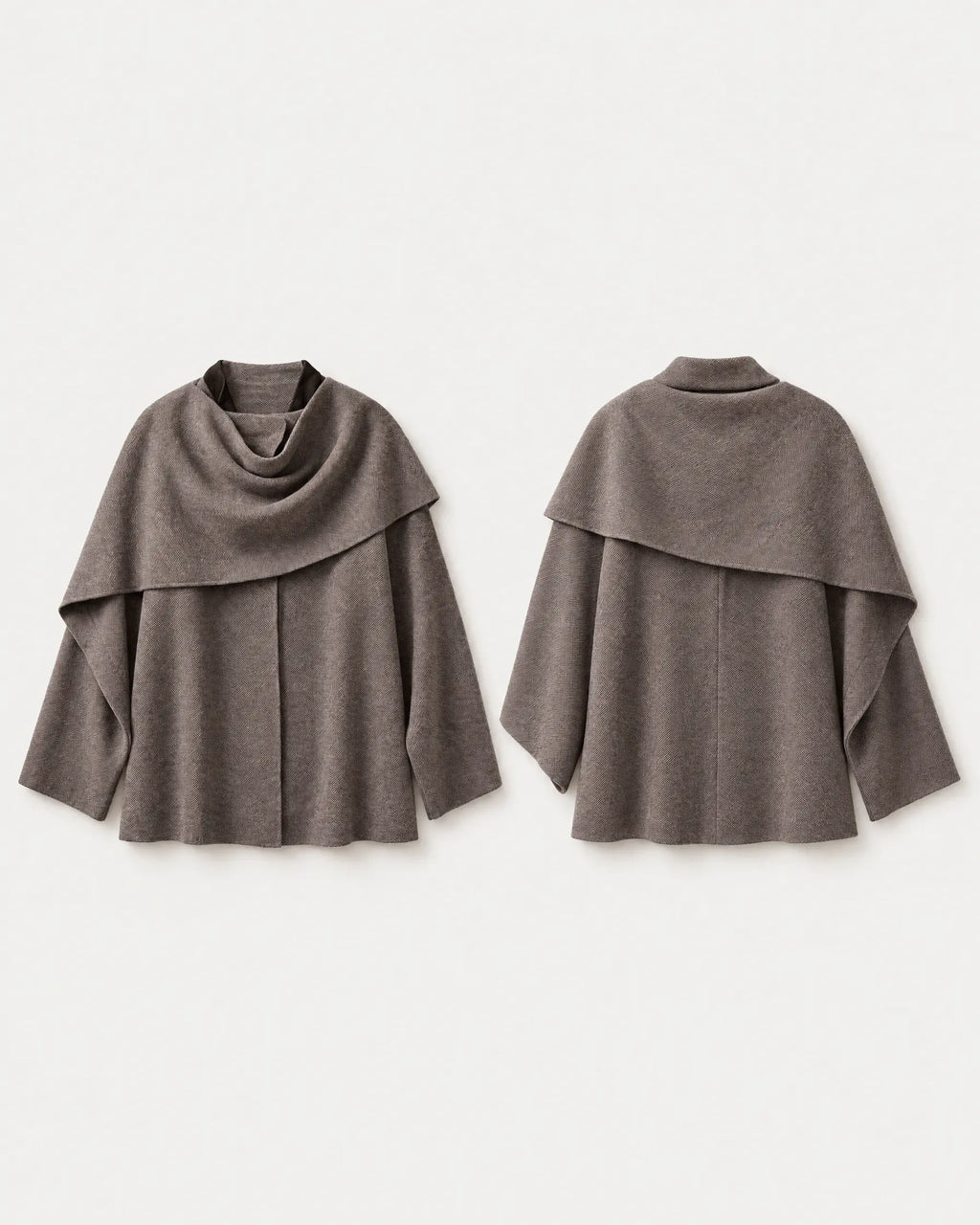 Taupe Cape Knit — Taupe — front and back flat lay