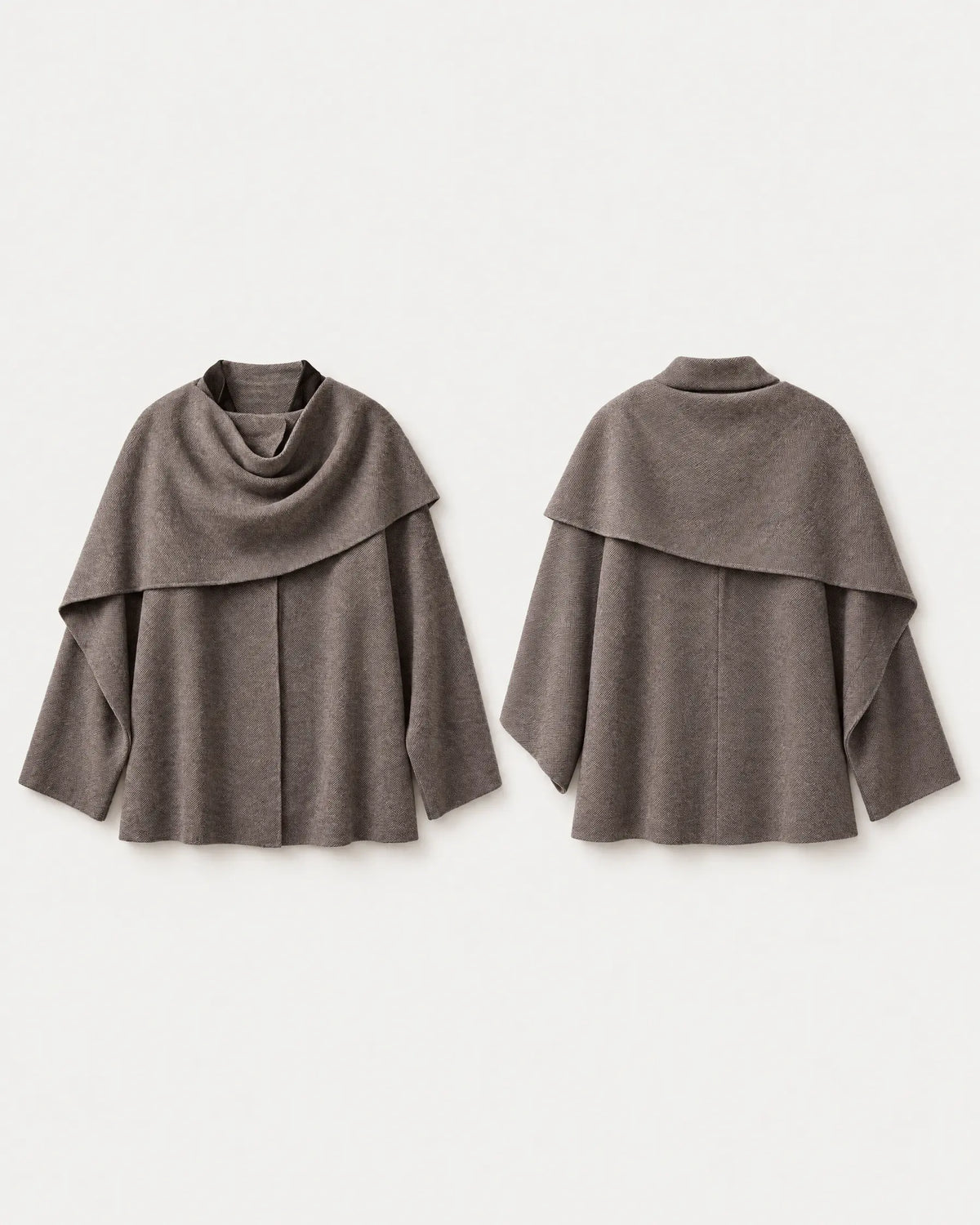 Taupe Cape Knit — Taupe — front and back flat lay